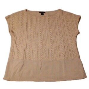 St John Cream Wool Cap Sleeve Sweater Large